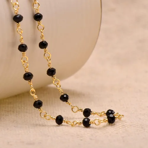 Miniatura 4 de Joseph Brothers Collar hecho a mano con cuentas negras y doradas para mujer, 14-24 pulgadas