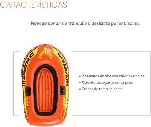 Miniatura 3 de INTEX Explorer Compact Inflatable Boat Series: Dual Air Chambers – Welded Oar Locks – Grab Handles – Bow Rope – Sporty Design