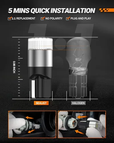 Miniatura 6 de SEALIGHT Bombillas LED 194 T10 6000K blancas, 1000% de brillo W5W 168 2825 de repuesto para luz de matrícula, luz de cúpula, luz de mapa, luz