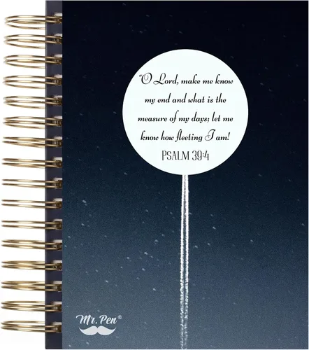 Miniatura 6 de Mr. Pen - Diarios cristianos para mujeres y hombres, 8.5 x 6.5 pulgadas, 365 páginas, tapa dura azul marino y encuadernación en espiral dorada