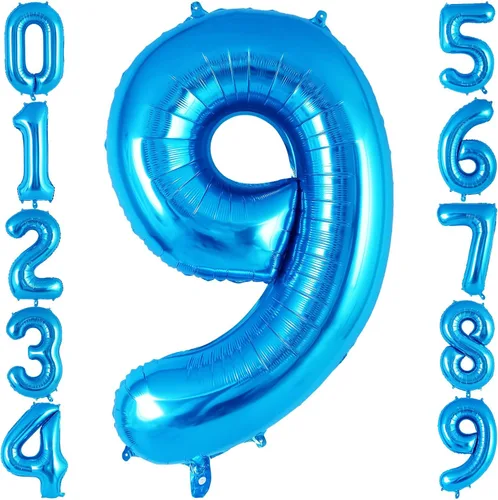 Miniatura 16 de Globos azules con número 2 de 40 pulgadas, globos grandes de helio de aluminio con número, globos gigantes de Mylar número 2 para decoración
