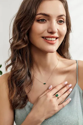 Miniatura 2 de Anillos de compromiso de plata de ley 925 de 3 quilates para mujer, diseño solitario de esmeralda verde, anillos de promesa simples para ella