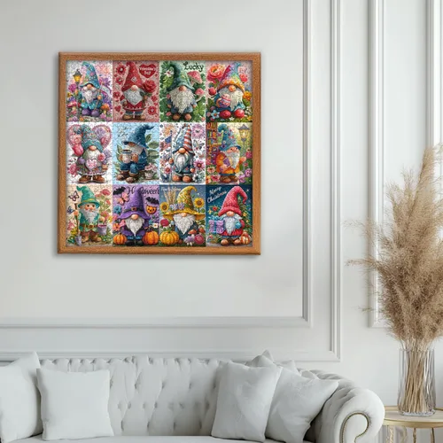 Miniatura 5 de PICKFORU Rompecabezas de 1000 piezas de gnomos de festival para adultos, lindos rompecabezas de enanos de diamantes, rompecabezas de colección
