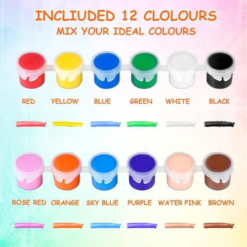 Miniatura 3 de Paquete de 10 juegos de pintura acrílica mini, 12 colores de pinturas acrílicas en tiras para niños y adultos, kit de pintura para niños de 140
