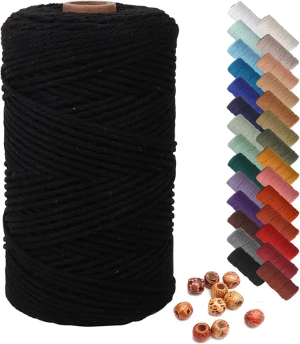 Miniatura 22 de Cordón de macramé de 1/64 pulgadas (0.157 in) de color rosa claro, hilo de algodón natural para tejer a mano a mano, 4 hebras para colgar