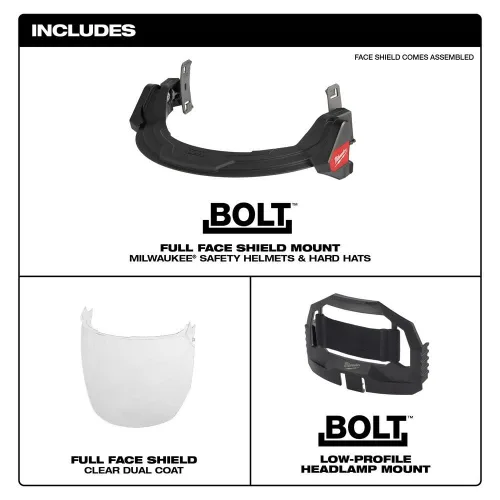 Miniatura 5 de Milwaukee BOLT - Protector facial completo, transparente, compatible con cascos de seguridad y cascos duros, 48-73-1420