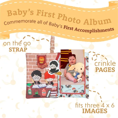 Miniatura 3 de Kids Preferred Harry Potter Álbum de recuerdos de fotos de bebé arrugado suave libro sensorial con capacidad para 3 fotos de 4 x 6 pulgadas con tela