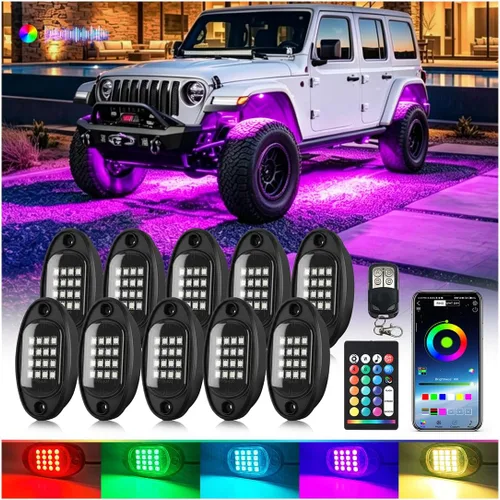 Miniatura 11 de 1 Cápsula de Repuesto para Cápsula Dañada para Luces de Roca LED RGB Segmentadas de 12v Luz Inferior Multicolor Impermeable de Neón para Jeep