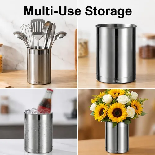 Miniatura 5 de KSENDALO Organizador de utensilios de cocina para encimera de cocina, recipiente de utensilios de cocina de 6.6 pulgadas de metal, organizador