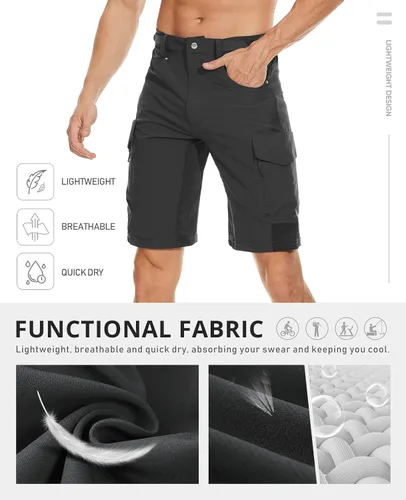Miniatura 5 de Pantalón corto Cycorld para ciclismo de montaña, bolsillos con cierre de cremallera, liviano, ligero de ajuste, para hombre