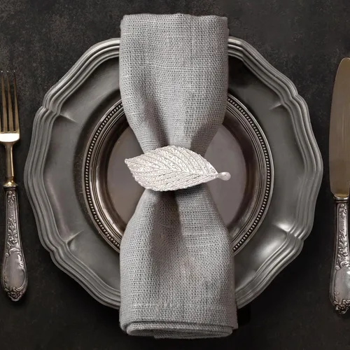 Miniatura 15 de Decozen Juego de 4 servilleteros blancos con diseño de perlas, festivo, decoración de mesa para vacaciones, bodas, cumpleaños, cocina, decoración