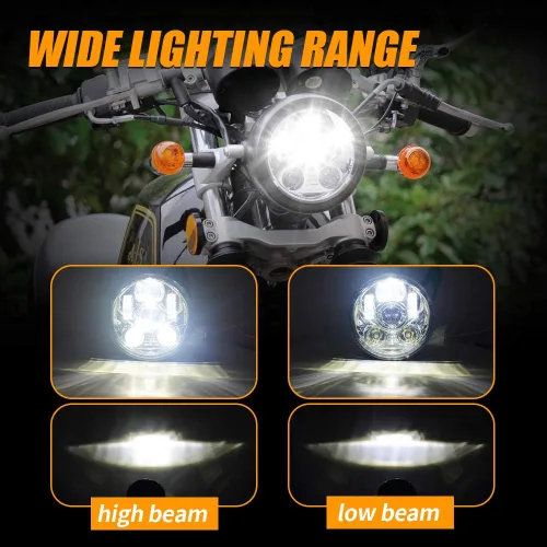 Miniatura 5 de 5-3/4 5.75 pulgadas LED faro delantero de motocicleta compatible con Harley Davidson Sportster Dyna Low Rider Street Bob lron 883 1200 Softail Wide