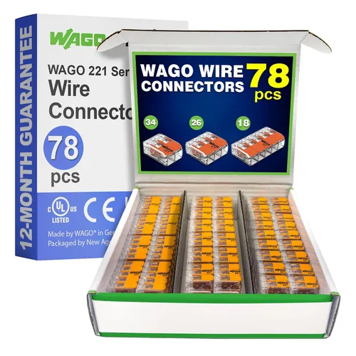 Miniatura 16 de WAGO 221 Serie 80 piezas de conectores de alambre de empalme compactos Incluye (40x 221-412) (25x 221-413) (15x 221-415) Conectores de alambre