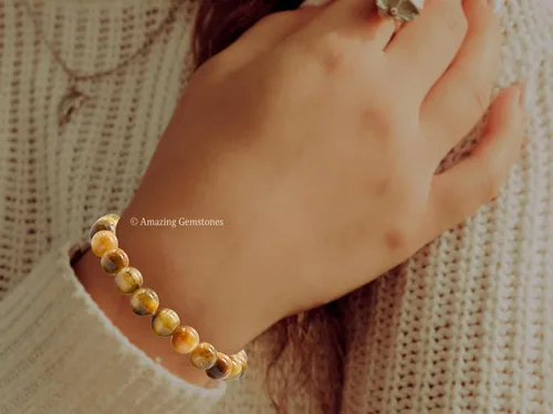 Miniatura 685 de Amazing Gemstone Pulsera de cristal para mujeres y hombres, pulsera de cristal curativo de protección, pulsera elástica con cuentas de piedras