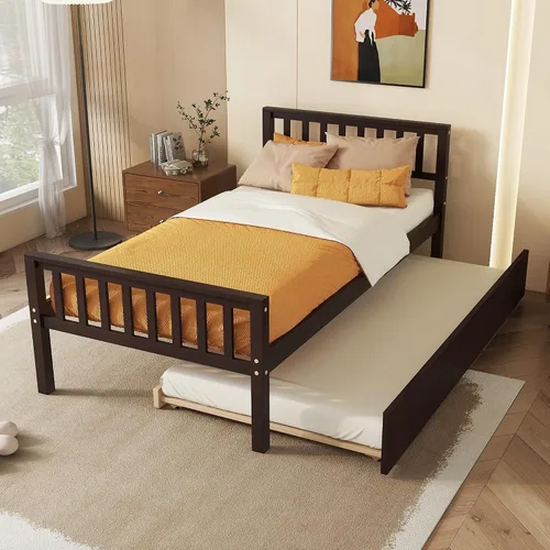 Miniatura 26 de HomSof Cama individual con 2 cajones, madera maciza, no necesita somier, gris