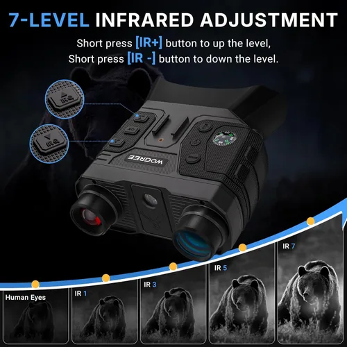 Miniatura 5 de Gafas de visión nocturna, prismáticos de visión nocturna 4K para adultos, foto de 36 MP, batería recargable de 5000 mAh, rango de 1300 pies, zoom