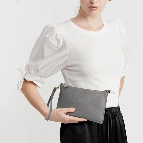 Miniatura 3 de Uromee Cartera de mano para mujer, de piel auténtica, con cadena de hombro desmontable