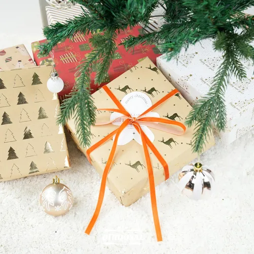 Miniatura 4 de Cinta de terciopelo de terracota de 3/8 pulgadas x 25 yardas, cinta naranja quemada de una sola cara para envolver regalos, bodas, lazos