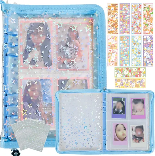 Miniatura 19 de Carpeta de tarjetas fotográficas Kpop 3 pulgadas Libro de soporte para tarjetas fotográficas Kpop con 50 fundas holográficas para tarjetas y Morado