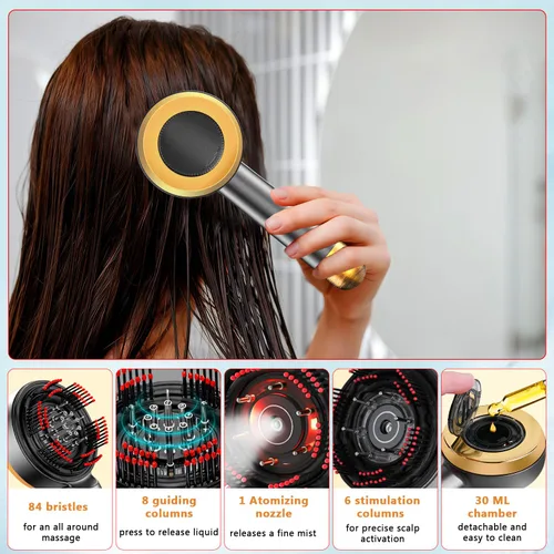 Miniatura 4 de Masajeador eléctrico 3 en 1 para el cuero cabelludo y aplicador de aceite para el cabello, cepillo aplicador de cuero cabelludo para el crecimiento