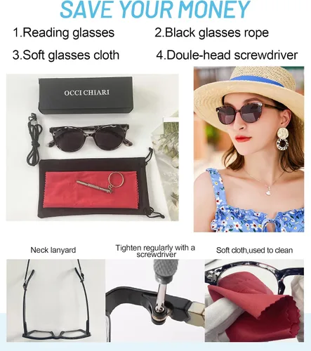 Miniatura 6 de OCCI CHIARI Gafas de Sol para Lectura de Mujer 2.0 Gafas de Lectura con Ampliación para Exteriores UV400(1.0 1.25 1.5 1.75 2.0 2.25 2.5 2.75 3.0 3.5)