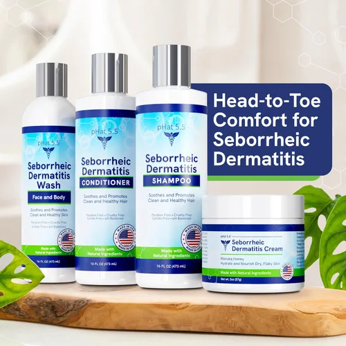 Miniatura 7 de Juego de champú y acondicionador sin sulfato y sin fragancia, seguro para la dermatitis seborreica, para calmar el cuero cabelludo seco