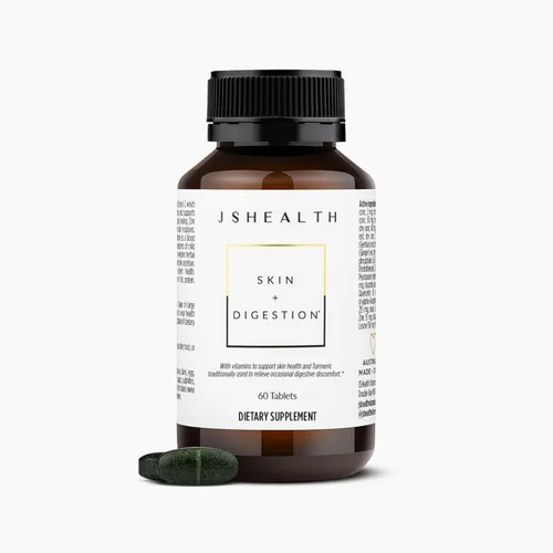 JSHealth Fórmula de vitaminas para la piel y la digestión | Suplemento de piel con zinc | Cúrcuma de bardana | Piel clara y saludable | Tratamiento