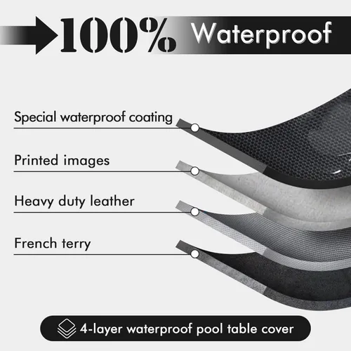 Miniatura 9 de Funda para mesa de billar de 7 pies con cepillo para mesa de billar, fundas de cuero impermeable para exteriores, para proteger la mesa de billar