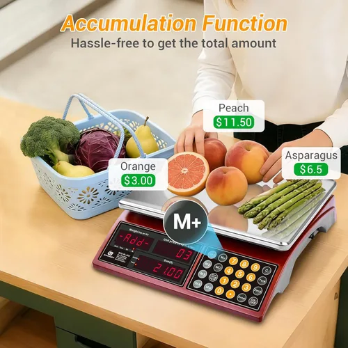 Miniatura 3 de Báscula digital de cocina comercial de 66 libras con cálculo de precios, báscula recargable de acero inoxidable para carne, productos, frutas