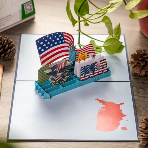 Miniatura 3 de Rykamia Blank USA Pop Up Card, Regalo de ciudadanía estadounidense, Regalo para un nuevo ciudadano estadounidense, Felicitaciones por convertirse