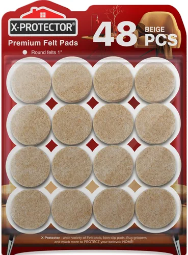 Mejores Almohadillas de Fieltro para Muebles X-PROTECTOR - 48 Almohadillas Premium de Fieltro para Sillas, Protector de Suelo para Pies de Muebles,
