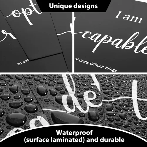 Miniatura 3 de Outus 9 Piezas Arte de Pared Inspirador Motivacional para Oficina y Dormitorio, Afirmaciones Diarias Positivas para Hombres, Mujeres y Niños, Negro