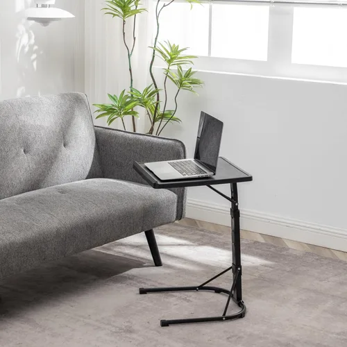 Miniatura 3 de BTEXPERT Bandeja plegable para TV, bandeja de mesa plegable, 3 ángulos de altura ajustable y inclinación para cenar, leer, computadora portátil