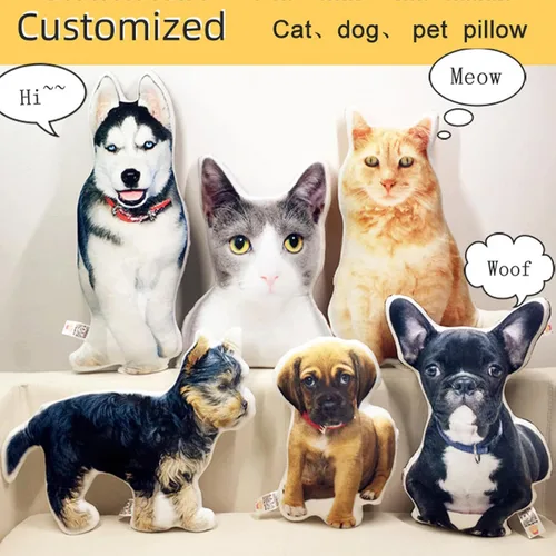 Miniatura 5 de Almohada personalizada para mascotas con foto, almohada personalizada con forma de cara de perro y gato, impresión 3D, almohada para mascotas, C-14