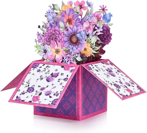 Miniatura 14 de POPGIFTU Paquete de 3 tarjetas emergentes 3D para el día de la madre con sobres y etiquetas de mensaje, juego de tarjetas de felicitación de ramo