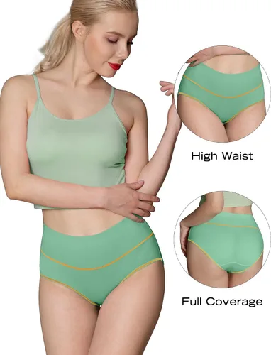 Miniatura 2 de INNERSY - Bragas de algodón de cintura alta para mujer, tamaño regular y grande, paquete de 5.