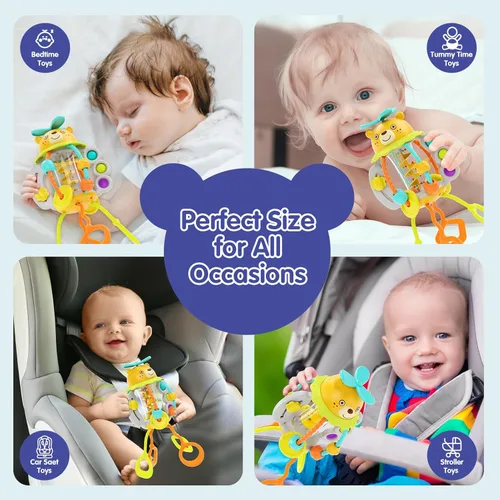 Miniatura 6 de Juguetes Montessori HOLA para niños de 1 año, juguetes para dentición con sonajero para bebés de 0-6 y 6-12 meses, juguetes sensoriales de silicona