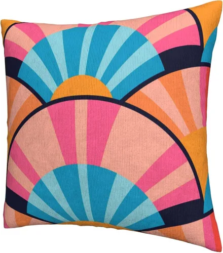Miniatura 8 de Pack of 2 Short Plush Throw Pillow Covers 18 X 18 Inch, Retro 70S Orange Yellow Pillow Cover Durable Pillowcases, Square Throw Pillow Covers Couch