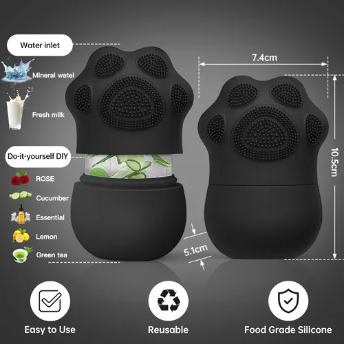 Miniatura 4 de Rodillo facial de hielo para mujer, cubo de hielo para cara y ojos, bolsas para eliminar los ojos, reducir el dolor de migraña, garras de gato