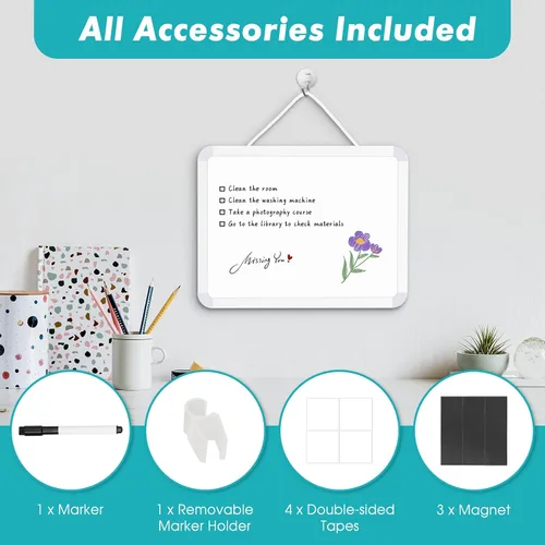 Miniatura 6 de WALGLASS Pizarra blanca pequeña de borrado en seco, pizarra blanca magnética de 8.5 x 11 pulgadas para pared, nevera, taquilla, mini pizarra blanca