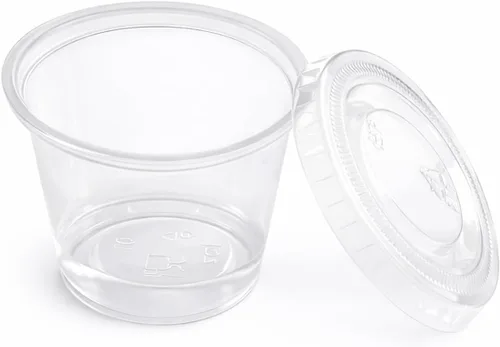 Miniatura 9 de 4U'LIFE Taza de soufflé de plástico transparente de 1 onza/taza de porción libre de BPA con tapas-100