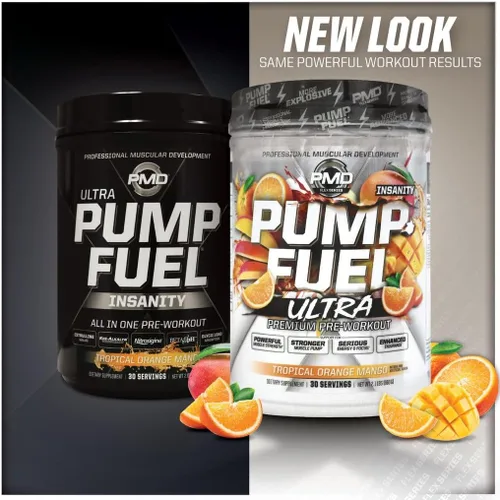 Miniatura 3 de PMD Sports Pump Fuel Ultra Insanity - Polvo de preentrenamiento premium y bomba muscular, mayor enfoque, resistencia y recuperación, creatina Mango