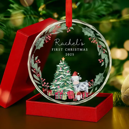 Miniatura 25 de Adorno de cristal personalizado para anuncio de bebé, adorno de Feliz Navidad, abuela y abuelo te veo en 2024, regalo de abuelos promocionados