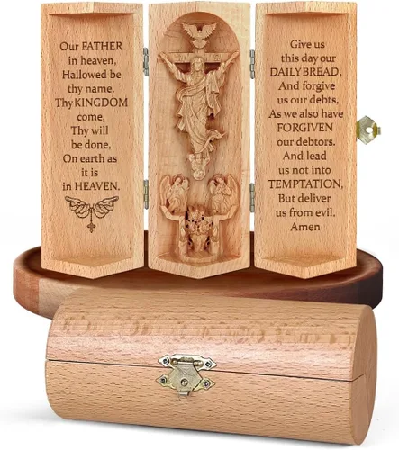 Jesuspirit - Decoración cristiana, escultura católica de madera, regalos cristianos para hombres, estatua de Jesús, Virgen María, Decoración del