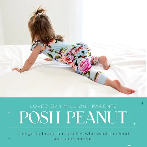 Miniatura 20 de Posh Peanut Mameluco de manga casquillo con volantes para bebé, ropa para niñas recién nacidas, pijama de una pieza para niños, viscosa suave