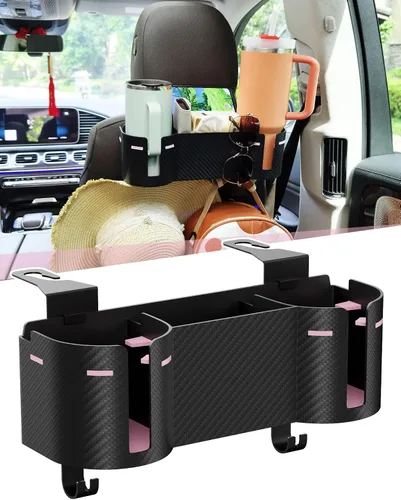 Miniatura 9 de Soporte para portavasos de asiento trasero de automóvil de 3.7 pulgadas con organizador, organizador de respaldo de asiento 4 en 1 de alta capacidad
