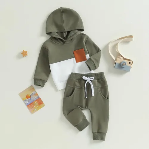 Miniatura 5 de Conjunto de ropa de otoño e invierno para bebé y niño, sudadera larga con capucha y pantalones para niños pequeños, 6, 12, 18, 24 meses, 2T