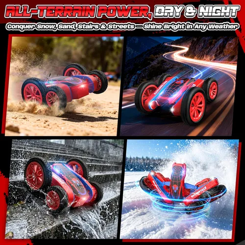 Miniatura 5 de Spider - Auto de control remoto para niños – 2.4 GHz rápido RC Stunt Cars, 360° giratorio 4WD RC Crawler con luces, juguete recargable para niños