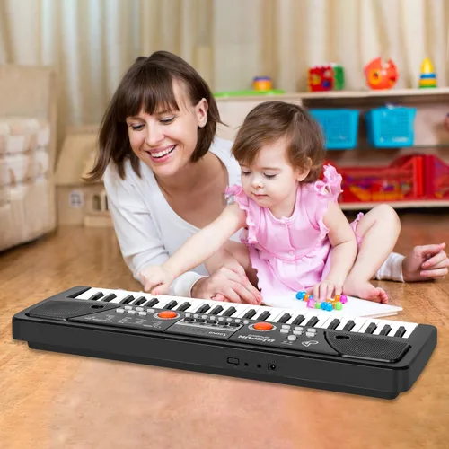 Miniatura 7 de Teclado de piano para niños, piano eléctrico de 49 teclas, juguete de aprendizaje musical para principiantes con micrófono, juguetes musicales