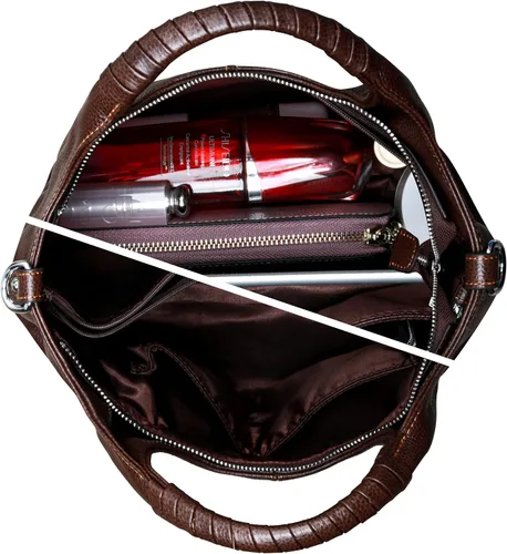 Miniatura 4 de Iswee Bolso bandolera de cuero genuino con asa superior para mujer